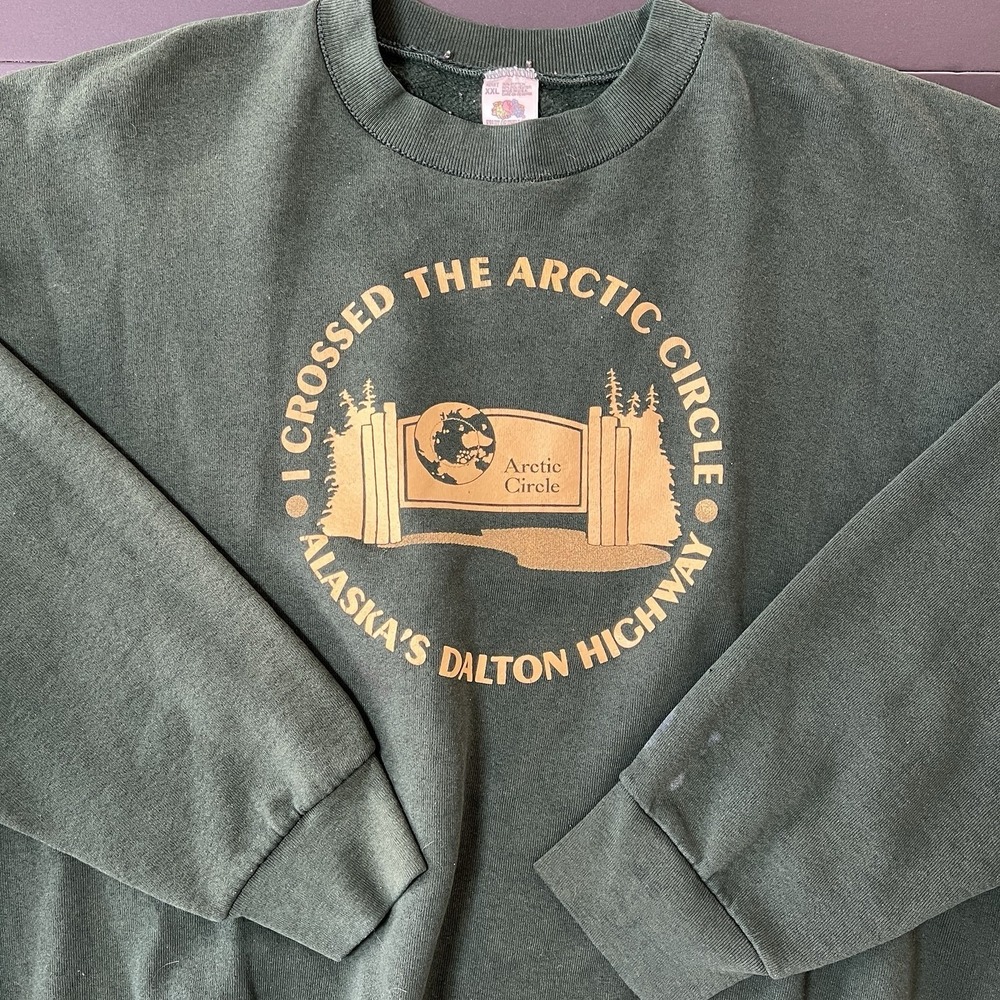 Vintage Alaska Artic Circle Crewneck Sweatshirt Green Size 2XL Grunge Outdoor